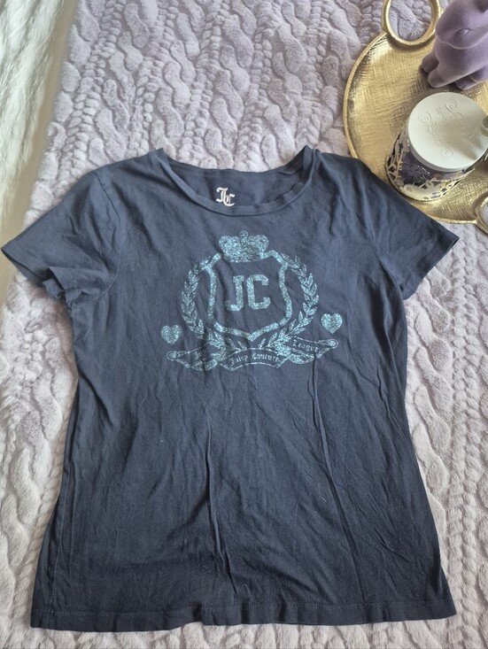 Juicy Couture Tops - Juicy Couture Navy Blue Glitter Logo T Shirt